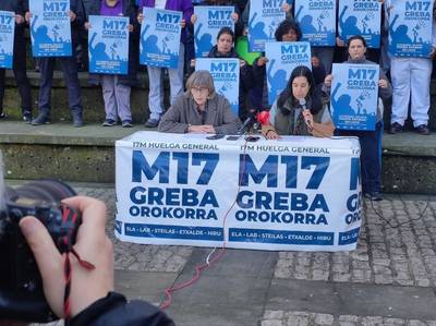 Nafarroako 200 bat enpresa-batzorde eta langileen ordezkaritza-organok bat egin dute M17ko greba orokorrarekin