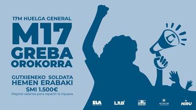 Sindikatuek gutxieneko zerbitzuen gehiegikeria salatu eta proposamena aurkeztu dute greba orokorraren harira